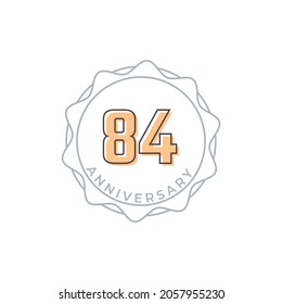 Jubiläum des 84-jährigen Jubiläums, Vektor Badge. Gruß zum Jubiläum feiert Vorlagendesign-Illustration