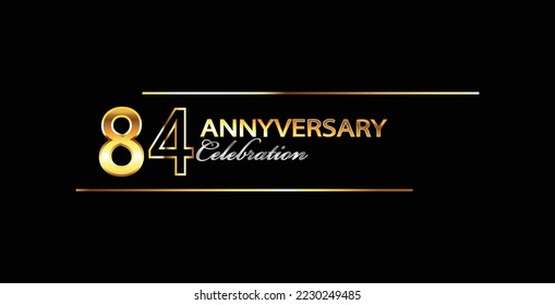 84 Year Anniversary celebration Vector Design. 84th Anniversary celebration. Gold Luxury Banner of 84th Anniversary celebration.  Vector anniversary