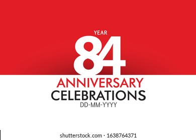 84 year Anniversary Concept Red Color and White for Banner, Poster, Greeting Card - Vector