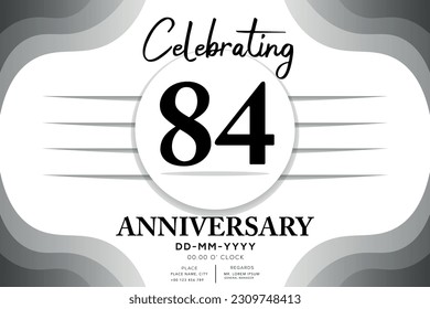 84 year anniversary flat black color logotype style with hand lettering on white background