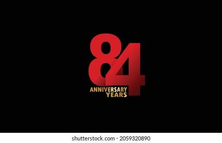 84 year anniversary red color, minimalist logo years, jubilee, greeting card. invitation on Grey background - Vector
