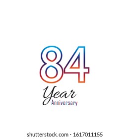 84 Year Anniversary Vector Template Design Illustration.