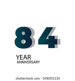 84 Year Anniversary Vector Template Design Illustration Blue Elegant White Background