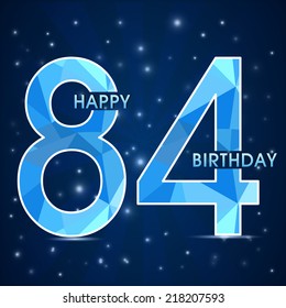 84 year birthday celebration label, 84th anniversary decorative polygon emblem - vector illustration