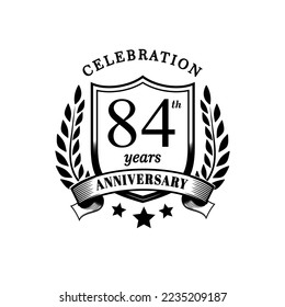 84 year celebration anniversary logo vector isolated on white background