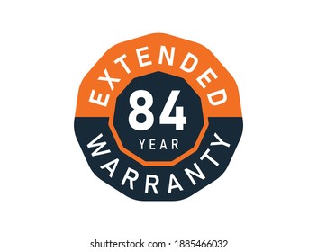 84 year warranty badges isolated on white background. 84 years Extended warranty