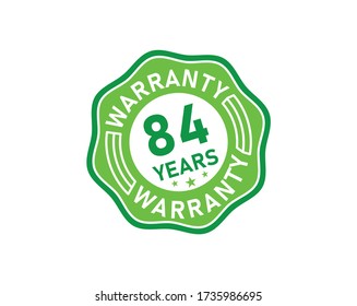 84 year warranty icon isolated on white background