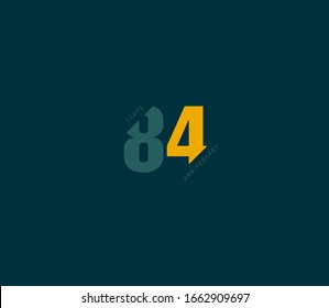 84 years anniversary or birthday celebration design template Vector.