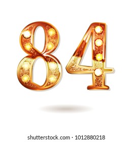 84 years anniversary celebration design with gold color composition. Vector illustration