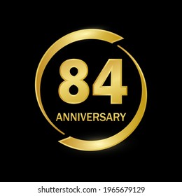 84 years anniversary celebration with elegant golden color and ring for anniversary celebration 
