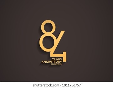 84 years anniversary celebration logotype with elegant gold color for celebration