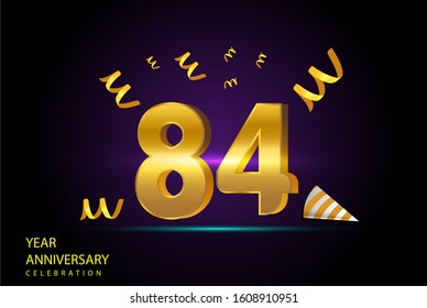 84 Years Anniversary Celebration Vector Template Design Illustration