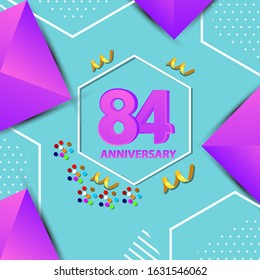 84 Years Anniversary Celebration Vector Template Design Illustration