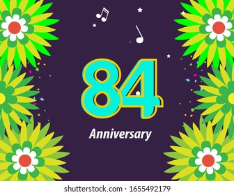84 Years Anniversary Celebration Vector Template Design Illustration