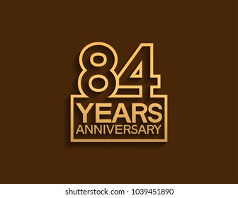 84 years anniversary design line style with square golden color for celebration event
