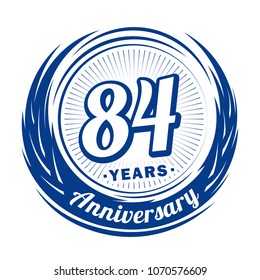 84 years anniversary. Anniversary logo design. 84 years logo.
