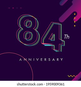 84 years anniversary logo, vector design birthday celebration with colorful geometric background and circles shape.