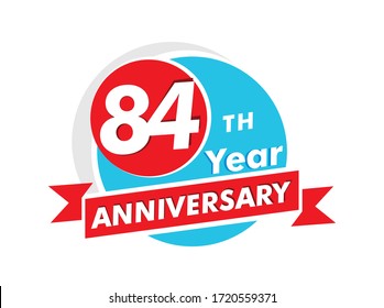 84 years anniversary logotype. Celebration 84th anniversary celebration design