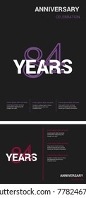 84 Years Anniversary Logotype design with overlapping styles between numbers and letters