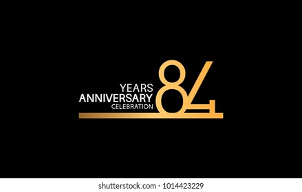 84 years anniversary logotype with single line golden and silver color for celebration