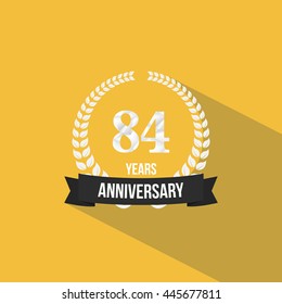 84 Years Anniversary with Low Poly Design and Laurel Ornaments