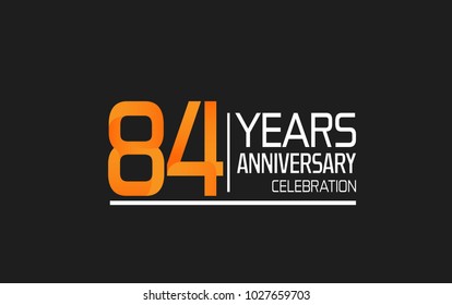 84 years anniversary simple design celebration with orange color and white isolated on black background