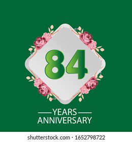 84 años. Tarjeta de saludo decorativa floral para celebración