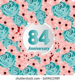 84-jähriges Jubiläum. Vektorillustration Design Grußkarte mit dekorativem Blumen für Feiern