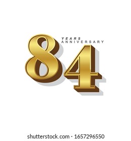 Ilustración de diseño de plantillas vectoriales de 84 años. Números Gold 3d.