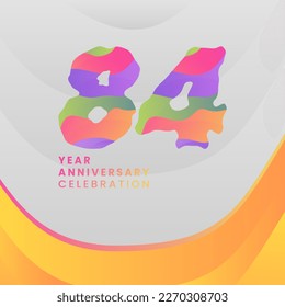 84 Years Annyversary Celebration. Abstract numbers with colorful templates. eps 10.
