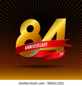 84 years gold anniversary celebration logotype 