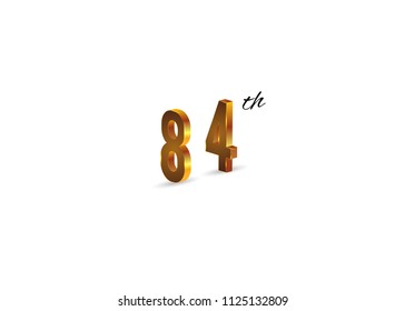 84 Years golden Anniversary  with isometric design number isolated on white background