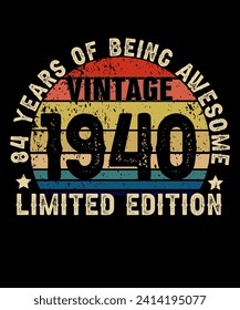 84 Years Old of Being Awesome Born in 1940 Legend Retro Vintage Birthday Ideas for Men Women