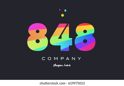 848 creative color green orange blue magenta pink number digit company logo vector icon spectrum