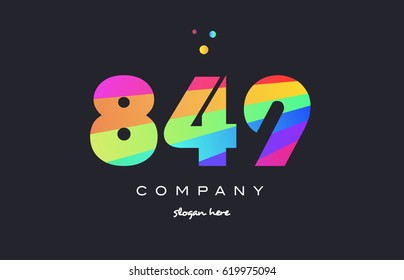 849 creative color green orange blue magenta pink number digit company logo vector icon spectrum