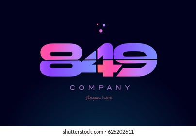 849 pink blue purple number digit numeral dots creative company logo vector icon design template