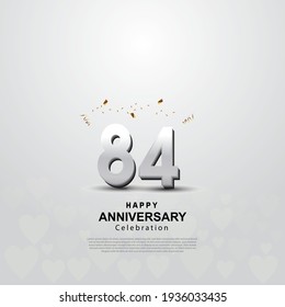 84th anniversary background with 3D number illustration