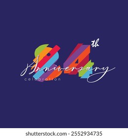 84th Anniversary Celebration Logo Design, Number 84 Vector Template.