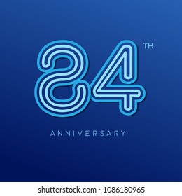 84th anniversary celebration logotype. anniversary logo with blue line color isolated on dark blue background, vector design for celebration, invitation card, and greeting card