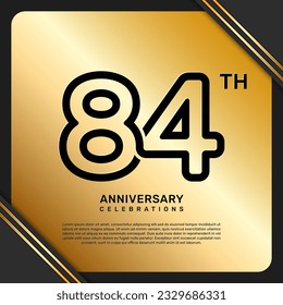 84th anniversary celebration template design with simple and luxury style in golden color, vector template