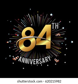 84th Anniversary fireworks and celebration background - stock vector