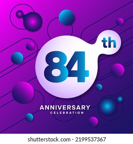 84th Anniversary logo with colorful abstract background, template design for invitation card and poster your birthday celebration. Vector eps 10