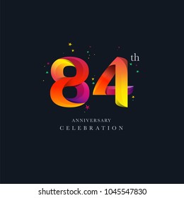 84th Anniversary Logo Design, Number or Digit 84 Icon Vector Template.