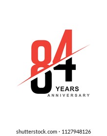 84th anniversary logo red and black swoosh design isolated on white background for anniversary celebration.
