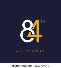 84th anniversary logo.overlapping number with simple monogram color. vector design for greeting card and invitation card.