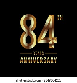 84th Anniversary logotype. Anniversary celebration template design with golden ring for booklet, leaflet, magazine, brochure poster, banner, web, invitation or greeting card. Vector illustrations.