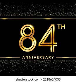 84th Anniversary Logotype. Golden Anniversary template design for celebration event, invitation card, greeting card, flyer, banner, poster, double line logo, vector illustration