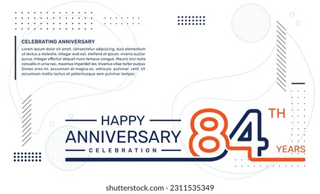 84th anniversary template design with abstract background, vector template