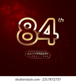 Diseño del logo del 84º aniversario con un concepto de doble línea en color oro