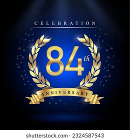 84th years celebration anniversary logo vector isolated on dark blue background